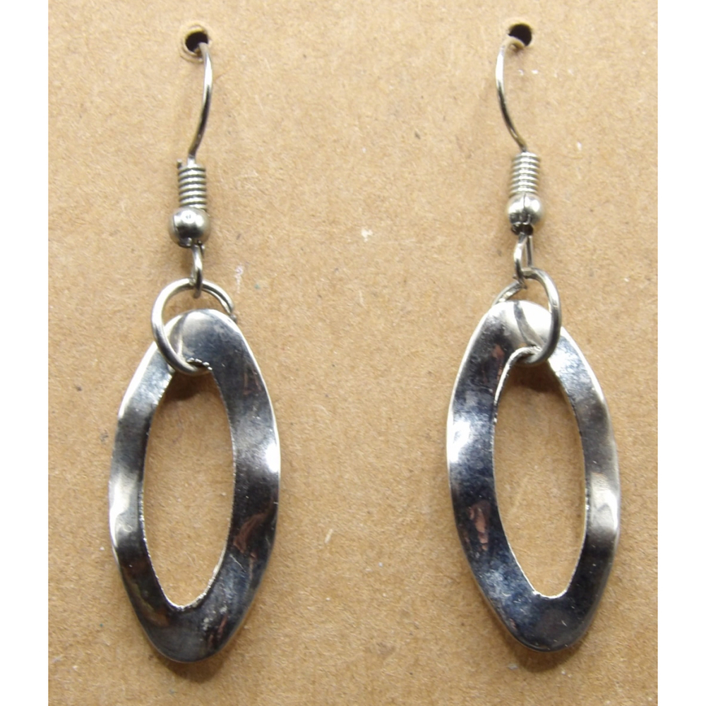 Women's Silver Oval Drop Earrings